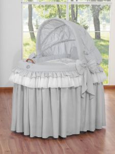 Moses Basket/Wicker hood crib- Little Prince/Princess gray
